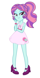 Size: 1800x3500 | Tagged: safe, artist:mixiepie, sunny flare, equestria girls, g4, alternate hairstyle, alternate universe, bracelet, canterlot high, clothes, dress, female, high heels, simple background, solo, transparent background, vector, wondercolts