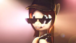 Size: 1920x1080 | Tagged: safe, artist:star-lightstarbright, oc, oc only, oc:top pone, 3d, cap, cigarette, gun, hat, lens flare, mlg, solo, sunglasses, weapon