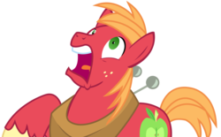 Size: 5619x3494 | Tagged: safe, artist:sketchmcreations, big macintosh, earth pony, pony, g4, my little pony: friendship is magic, no second prances, absurd resolution, inkscape, male, open mouth, raised hoof, screaming, simple background, solo, stallion, transparent background, vector