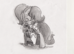 Size: 1275x934 | Tagged: safe, artist:dereklestrange, oc, oc only, oc:pillow case, pegasus, pony, clothes, cute, hoodie, monochrome, plushie, traditional art