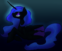 Size: 1527x1271 | Tagged: safe, artist:lunar-march, nightmare moon, g4, female, silhouette, solo