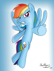 Size: 3000x4000 | Tagged: safe, artist:thealjavis, rainbow dash, g4, crossed hooves, female, floating, high res, signature, solo