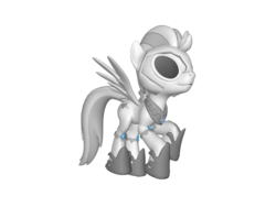 Size: 1200x900 | Tagged: safe, oc, oc only, pegasus, pony, 3d, 3d pony creator, goggles, grayscale, helmet, monochrome, pegasus oc, simple background, solo, transparent background