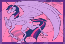 Size: 988x673 | Tagged: safe, artist:sirens-voice, twilight sparkle, alicorn, horse, pony, g4, female, horsified, large wings, mare, solo, spread wings, twilight sparkle (alicorn)