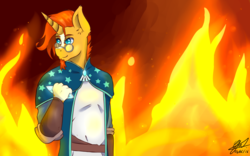 Size: 1920x1200 | Tagged: safe, artist:blitzenoo, sunburst, anthro, g4, male, solo