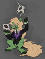 Size: 888x1159 | Tagged: safe, artist:thevixvix, juggling, skull, solo