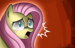 Size: 776x497 | Tagged: safe, artist:musapan, fluttershy, g4, anime face, female, reaction image, scared, shocked, solo