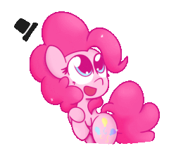 Size: 550x455 | Tagged: safe, artist:mr-degration, pinkie pie, earth pony, pony, g4, animated, cute, diapinkes, female, hat, open mouth, simple background, solo, top hat, transparent background