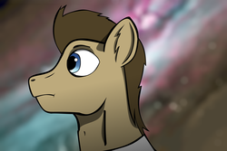 Size: 4032x2692 | Tagged: safe, artist:mcsplosion, doctor whooves, time turner, pony, g4, . ., blurry background, digital art, doctor who, face, high res, indifferent, male, necktie, no context, profile, solo, stallion