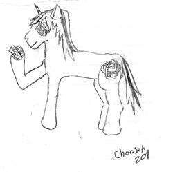Size: 769x767 | Tagged: safe, artist:choaseh201, oc, oc only, oc:gyro tech, pony, unicorn, monochrome, solo, traditional art