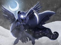 Size: 3500x2600 | Tagged: safe, artist:gab0o0, princess luna, spirit of hearth's warming yet to come, a hearth's warming tail, g4, female, high res, scythe, solo