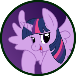 Size: 894x894 | Tagged: safe, artist:koonzypony, twilight sparkle, alicorn, pony, g4, button, female, pin, solo, twilight sparkle (alicorn)