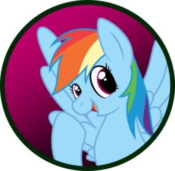 Size: 904x884 | Tagged: safe, artist:koonzypony, rainbow dash, g4, button, female, pin, solo