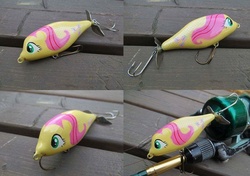 Size: 941x661 | Tagged: safe, artist:daisymane, fluttershy, g4, bait, flutterfish, irl, lure, photo