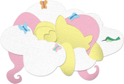 Size: 1411x965 | Tagged: safe, artist:saw-buck, fluttershy, butterfly, g4, cloud, female, minimalist, sleeping, solo