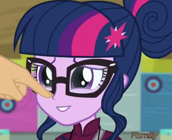 Size: 652x529 | Tagged: safe, edit, edited screencap, screencap, sci-twi, twilight sparkle, equestria girls, g4, my little pony equestria girls: friendship games, boop, boop edit, discovery family logo, inverted mouth