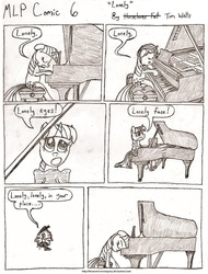 Size: 779x1025 | Tagged: safe, artist:horselover fat, twilight sparkle, comic:mlp comic, g4, alone, black and white, comic, female, grayscale, lonely, monochrome, musical instrument, piano, singing, solo