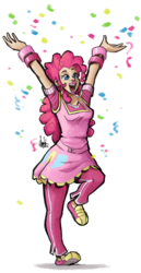 Size: 514x1000 | Tagged: safe, artist:theartrix, pinkie pie, human, g4, bracelet, confetti, female, humanized, lipstick, simple background, solo, transparent background