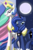 Size: 1300x2000 | Tagged: safe, artist:theroyalprincesses, princess celestia, princess luna, g4, duo, full moon, looking at you, night sky, raised hoof, royal sisters, sisters, sky, stars, sun