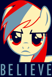 Size: 735x1086 | Tagged: safe, artist:clintjcl, rainbow dash, pegasus, pony, g4, believe, female, hope poster, propaganda, solo