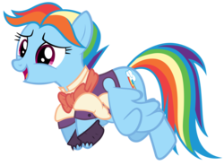 Size: 9500x7000 | Tagged: safe, artist:tardifice, rainbow dash, snowdash, a hearth's warming tail, g4, absurd resolution, bowtie, clothes, female, flying, rainbow dash always dresses in style, shirt, simple background, solo, transparent background, vector, waistcoat