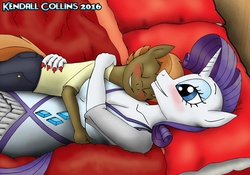 Size: 1280x897 | Tagged: safe, artist:kendallcollins, button mash, rarity, anthro, g4, blushing, breasts, busty rarity, female, implied foalcon, male, nail polish, rarimash, shipping, straight