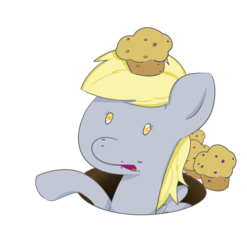 Size: 1760x1780 | Tagged: safe, artist:dotdotdotfreak, derpy hooves, pegasus, pony, g4, female, food, mare, muffin, solo