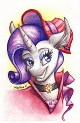 Size: 1024x1557 | Tagged: safe, artist:aphelionmars, merry, rarity, a hearth's warming tail, g4, clothes, dress, female, hat, solo, traditional art