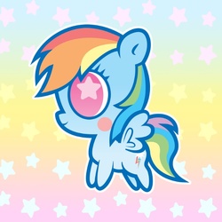 Size: 700x700 | Tagged: safe, artist:disfiguredstick, rainbow dash, pony, g4, chibi, cute, dashabetes, female, solo, starry eyes, wingding eyes