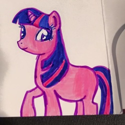 Size: 960x959 | Tagged: artist needed, source needed, useless source url, safe, twilight sparkle, pony, unicorn, g4, female, mare, marker drawing, missing cutie mark, solo, traditional art