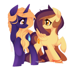 Size: 669x640 | Tagged: safe, artist:thatonedistantartist, oc, oc only, oc:lessi, oc:star drop, pegasus, pony, unicorn