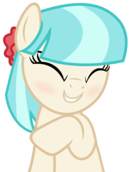 Size: 4108x5420 | Tagged: safe, artist:slb94, coco pommel, earth pony, pony, g4, absurd resolution, bashful, blushing, cocobetes, cute, female, flattered, shy, simple background, solo, transparent background, vector