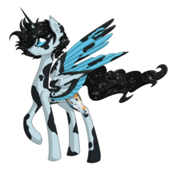 Size: 1890x1803 | Tagged: safe, artist:australian-senior, oc, oc only, oc:asriel elafris, alicorn, pony, kirindos, alternate universe, colored wings, colored wingtips, doug rattmann, piebald coat, ponified, portal (valve), simple background, solo, transparent background