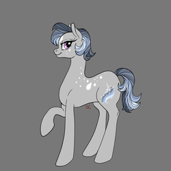 Size: 1024x1024 | Tagged: safe, artist:sourcherry, oc, oc only, oc:hard rime, earth pony, pony, freckles, raised hoof, short mane, short tail, simple background, solo