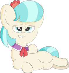 Size: 1759x1862 | Tagged: safe, artist:pastelhorses, coco pommel, g4, bedroom eyes, faic, female, lying down, on side, solo, woll smoth