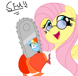 Size: 500x484 | Tagged: safe, artist:superfreakyundertale, fluttershy, rainbow dash, g4, crossover, doctor, fluttermedic, medic, medic (tf2), parody, scout (tf2), team fortress 2
