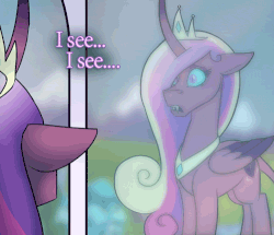 Size: 500x429 | Tagged: safe, artist:wiggles, princess cadance, ask king sombra, g4, animated, crystal empire, female, mirror, nightmare cadance, nightmarified, reflection