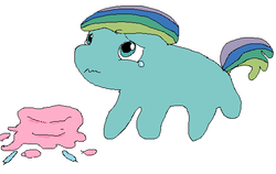 Size: 538x340 | Tagged: safe, oc, oc only, oc:rainbomination, 1000 hours in ms paint, cake, food, ms paint, solo