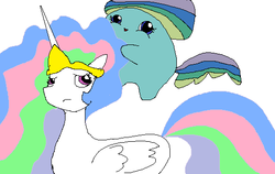 Size: 538x340 | Tagged: safe, princess celestia, oc, oc:rainbomination, g4, 1000 hours in ms paint, ms paint