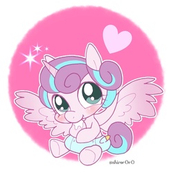 Size: 986x985 | Tagged: safe, artist:shiror0r0, princess flurry heart, g4, baby, cloth diaper, cute, diaper, drool, female, flurrybetes, heart, hoof sucking, pixiv, safety pin, solo