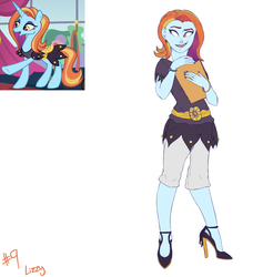 Size: 1800x1900 | Tagged: safe, artist:smartblondessarcasm, sassy saddles, human, pony, equestria girls, g4, clothes, equestria girls-ified, female, high heels, nail polish, pants, pony coloring, shoes, shorts, skirt, solo