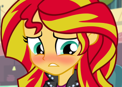 Size: 741x530 | Tagged: safe, edit, edited screencap, screencap, sunset shimmer, equestria girls, g4, my little pony equestria girls: rainbow rocks, blushing