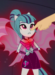 Size: 395x537 | Tagged: safe, edit, sonata dusk, equestria girls, g4, my little pony equestria girls: rainbow rocks, boop, boop edit, cropped, fin wings, finger, hand, ponied up