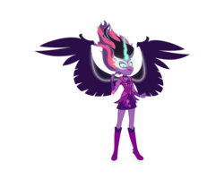 Size: 2222x1778 | Tagged: safe, artist:skycatcherequestria, sci-twi, twilight sparkle, equestria girls, g4, my little pony equestria girls: friendship games, alternate clothes, commission, female, floating, glowing eyes, midnight sparkle, open mouth, princess midnight, simple background, solo, transparent background, twilight sparkle (alicorn), vector