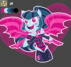 Size: 2999x2818 | Tagged: safe, artist:itsnotdaijoubu, sonata dusk, equestria girls, g4, emoji, female, fin wings, high res, limited palette, ponied up, solo