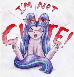 Size: 2455x2570 | Tagged: safe, artist:40kponyguy, derpibooru exclusive, aria blaze, pony, g4, ariabetes, blatant lies, cute, equestria girls ponified, eyes closed, female, high res, i'm not cute, ponified, solo, traditional art, underhoof