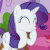 Size: 505x505 | Tagged: safe, screencap, applejack, rarity, applejack's "day" off, g4, animated, eyes closed, female, laughing, raised hoof, solo focus