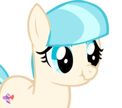 Size: 1248x1102 | Tagged: safe, artist:camtwo, derpibooru exclusive, coco pommel, earth pony, pony, g4, alternate hairstyle, cocobetes, cute, female, missing accessory, scrunchy face, simple background, solo, transparent background