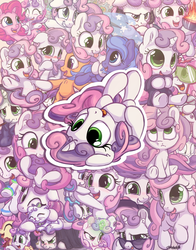 Size: 1100x1400 | Tagged: safe, artist:bobdude0, fluttershy, opalescence, pinkie pie, princess flurry heart, princess luna, sweetie belle, tender taps, parasprite, g4, collage, cute, diasweetes, weapons-grade cute