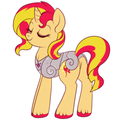 Size: 600x600 | Tagged: safe, artist:lulubell, sunset shimmer, pony, unicorn, g4, armor, butt, female, plot, royal guard, simple background, solo, transparent background